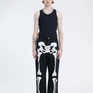 edgy city of love skeleton jeans urban chic aesthetic 4639