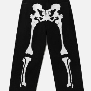edgy city of love skeleton jeans urban chic aesthetic 6255