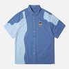 edgy contrast stitch short sleeve shirt   urban chic 5655