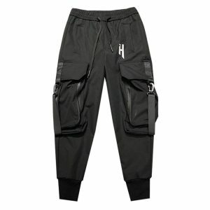 edgy darkwear pants with functional pockets   urban chic 4087