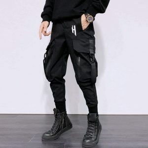 edgy darkwear pants with functional pockets   urban chic 4523