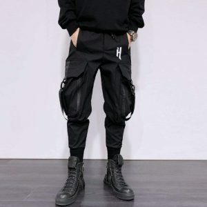 edgy darkwear pants with functional pockets   urban chic 8459