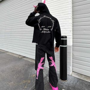 edgy demon horn hoodie zip up youthful streetwear 1400