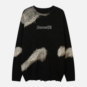 edgy distressed ripped sweater washed urban appeal 3845