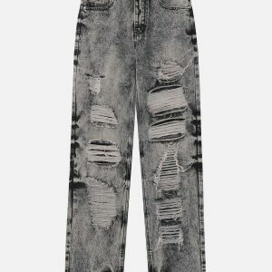 edgy distressed slim jeans   youthful urban trendsetter 4519
