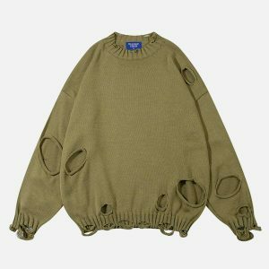 edgy distressed sweater urban fashion statement 2787