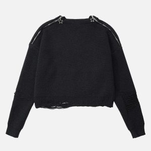 edgy distressed zip up sweatshirt urban fashion trend 2017