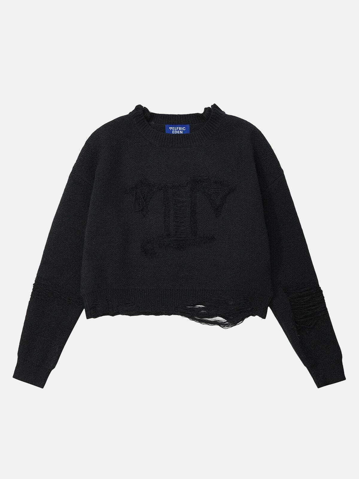 edgy distressed zip up sweatshirt urban fashion trend 7171