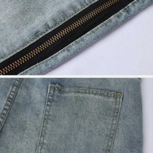 edgy distressed zip jeans washed look for streetwear icons 4409