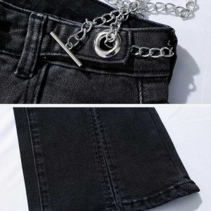 edgy gradient chain jeans high rise & straight cut 6744