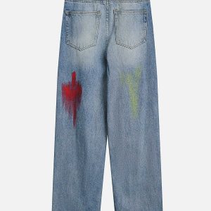 edgy graffiti jeans distressed look youthful appeal 2847