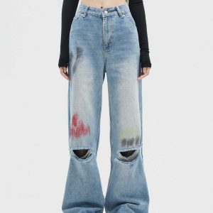 edgy graffiti jeans distressed look youthful appeal 3106