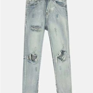 edgy hole design jeans with a youthful street vibe 4160