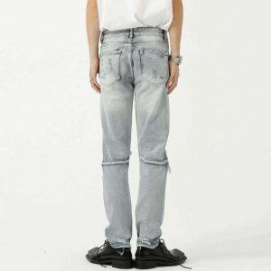 edgy hole design jeans with a youthful street vibe 5504