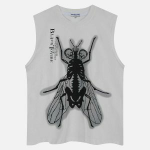 edgy insect skeleton vest   youthful & urban streetwear 3079