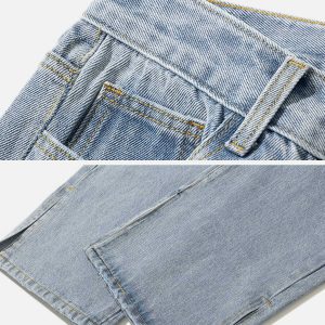edgy irregular waistline jeans with chic slit leg detail 1252