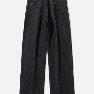edgy irregular waistline jeans with chic slit leg detail 4690