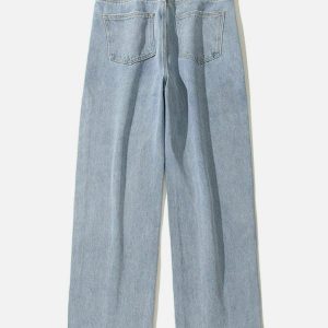 edgy irregular waistline jeans with chic slit leg detail 4992