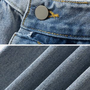 edgy irregular waistline jeans with chic slit leg detail 8658