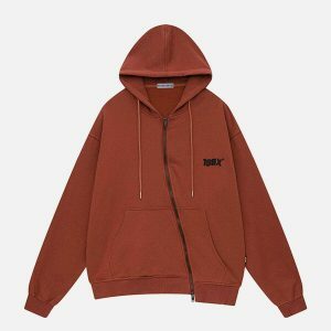 edgy irregular zip hoodie   youthful urban streetwear 5619