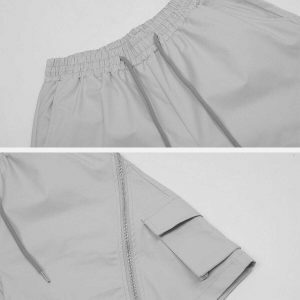 edgy irregular zip shorts   youthful urban streetwear 8886