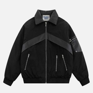 edgy irregular zipper coat waterproof & urban chic 7486