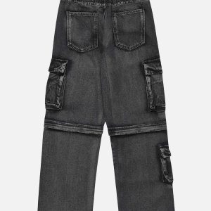 edgy knee zip jeans loose fit urban streetwear 1209