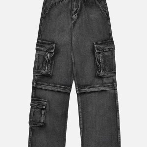 edgy knee zip jeans loose fit urban streetwear 3635