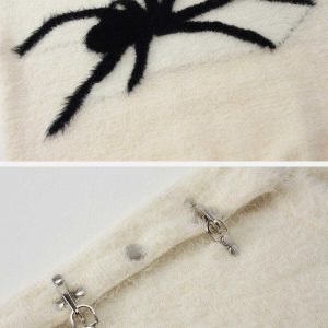 edgy metal buckle sweater spider jacquard design 5053