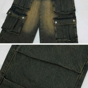edgy mud dye multi pocket jeans youthful urban appeal 1098