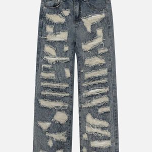 edgy multi hole jeans for a youthful urban look 2113