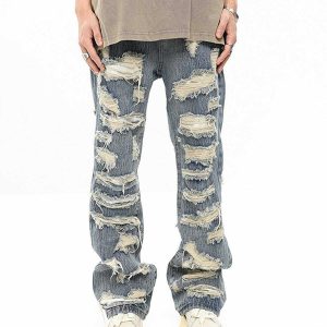 edgy multi hole jeans for a youthful urban look 2173