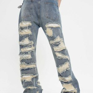 edgy multi hole jeans for a youthful urban look 2187