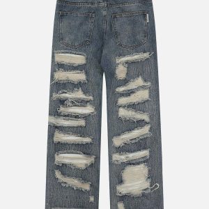 edgy multi hole jeans for a youthful urban look 3247