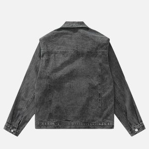edgy multi pocket denim jacket washed & urban chic 1533