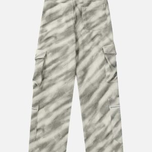 edgy multi pocket zebra pants youthful streetwear appeal 1097