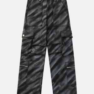 edgy multi pocket zebra pants youthful streetwear appeal 4388