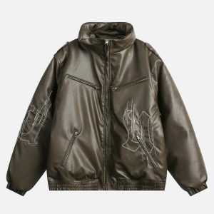 edgy multi zip leather coat   urban & sleek fashion staple 1558