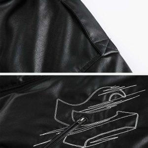 edgy multi zip leather coat   urban & sleek fashion staple 6993