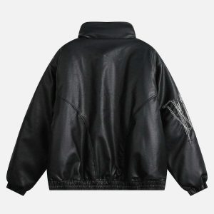 edgy multi zip leather coat   urban & sleek fashion staple 8036