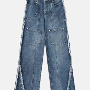 edgy multipocket jeans with raw edge detail urban appeal 7758