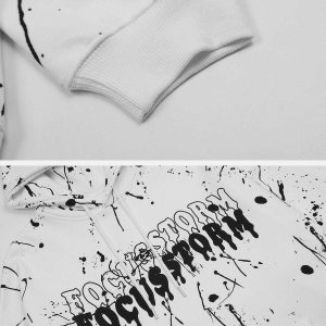 edgy paint splatter hoodie hip hop inspired streetwear 1093