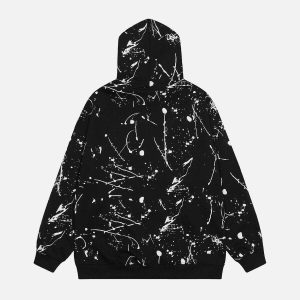 edgy paint splatter hoodie hip hop inspired streetwear 3548