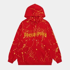 edgy paint splatter hoodie hip hop inspired streetwear 7842