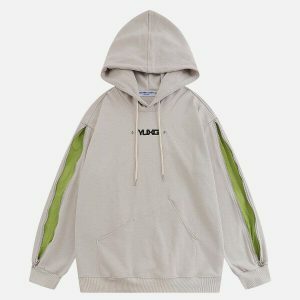 edgy patchwork zip up hoodie urban streetwear 3933