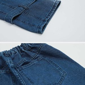 edgy raw edge jeans with pocket design   urban chic 7745