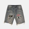 edgy raw shredded denim shorts youthful streetwear staple 5269