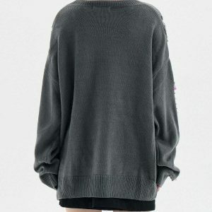 edgy rhinestone distressed sweater urban chic fashion 2396