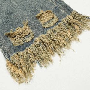 edgy ripped tassel jeans youthful & bold streetwear staple 8927