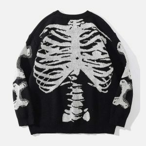 edgy skeleton knit sweater youthful & urban chic 3707